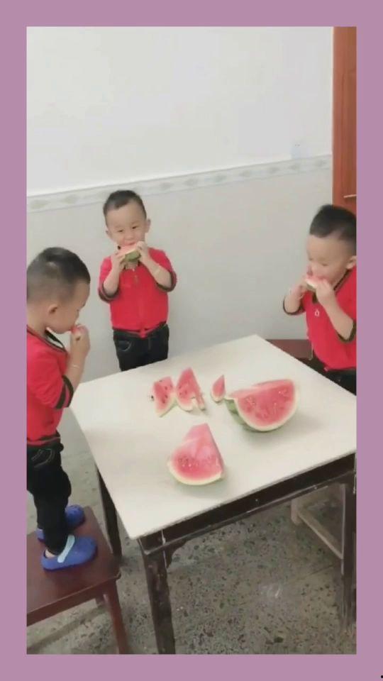 吃瓜三胞胎视频